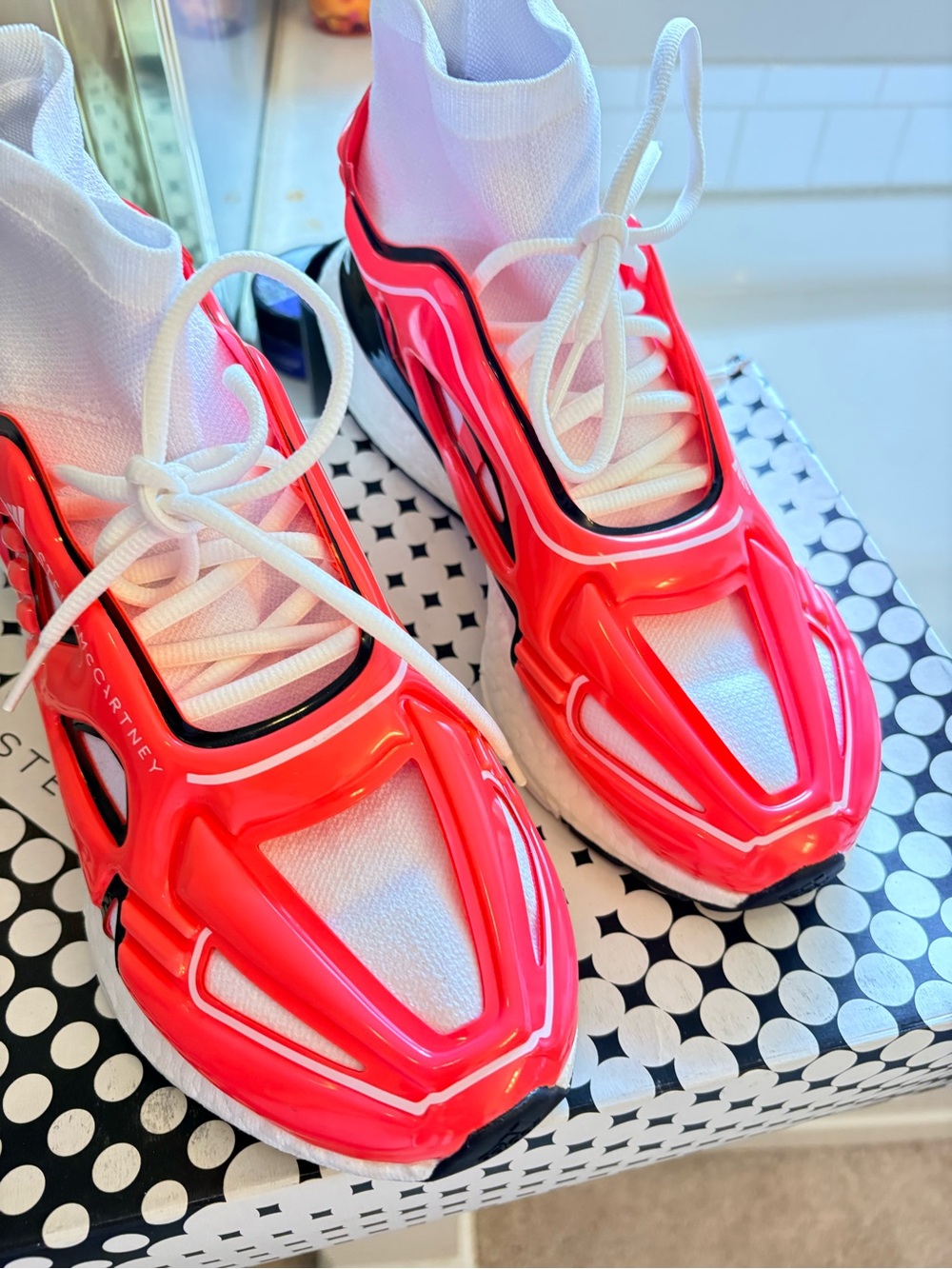 Adidas by Stella McCartney Hyperboost Sz. 8.5 with Coral Gloss Cage